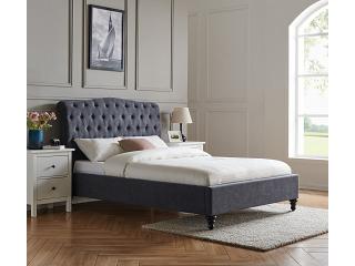 6ft Super King Roz dark grey fabric upholstered bed frame bedstead